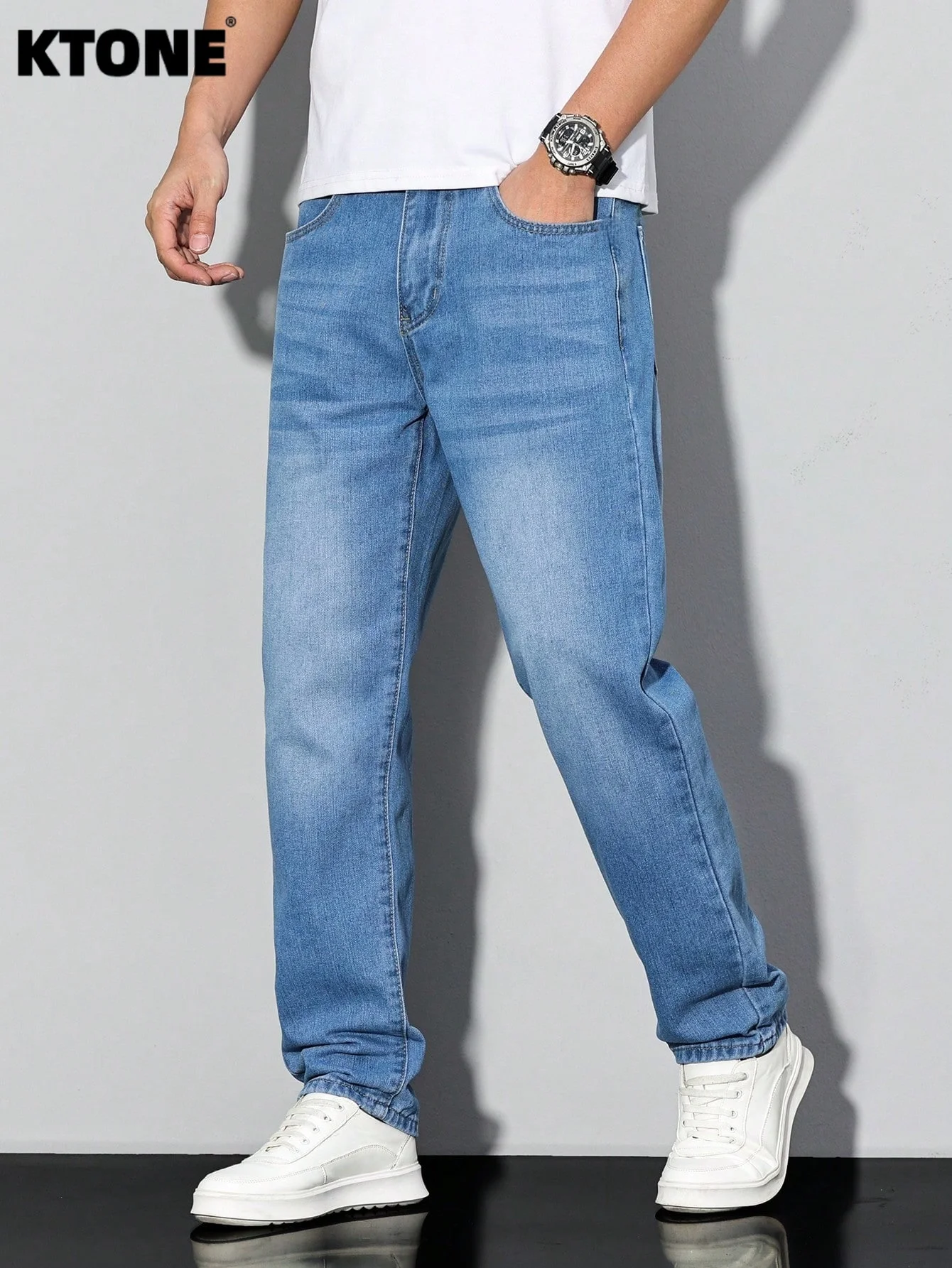 

Современные синие мужские джинсы Slim Fit в стиле Y2K Drip Fashion, без аксессуаров и ремней
