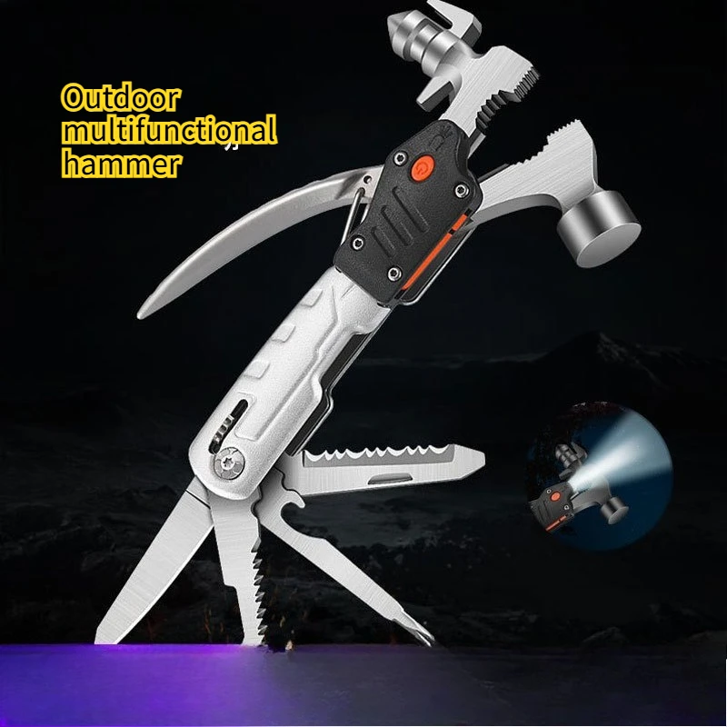 

Outdoor Multifunctional Stainless Steel Round Headed Woodworking Hammer Portable Hiking Camping Nail Hammer EDC Tool