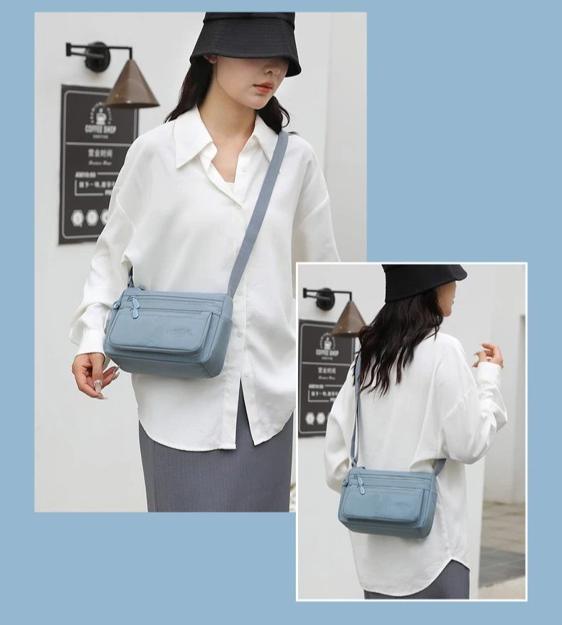 

Women's versatile nylon shoulder bag simple multi-pocket commuting light horizontal square crossbody bag