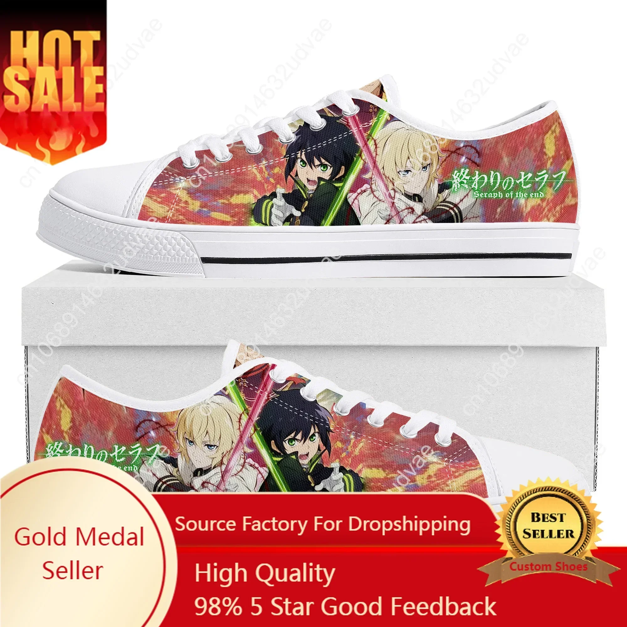 

Seraph Of The End Hyakuya Low Top Sneakers Mens Womens High Quality Canvas Sneaker Couple Casual Shoes Custom Shoe