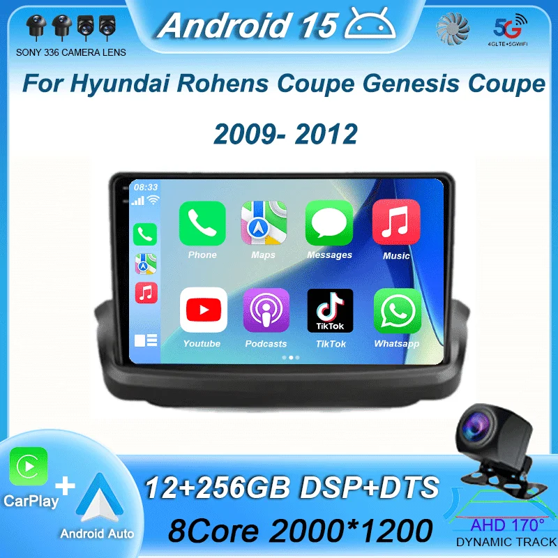 

Android 15 Carplay Auto для Hyundai Rohens Coupe Genesis Coupe 2009-2012, автомобильный радиоприемник, мультимедийный видеоплеер, навигация, GPS, стерео
