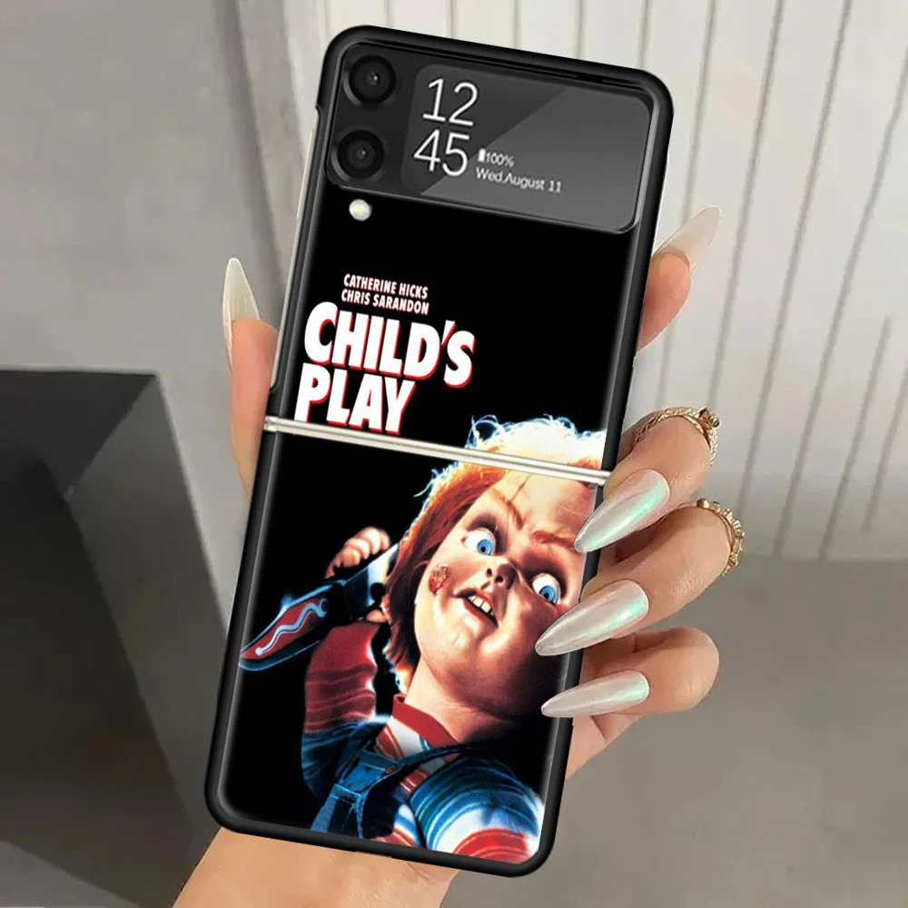 Chucky Child\'s Play Hard PC Phone Case For Samsung Galaxy Z Flip 6 5 4 3 Black Cover ZFlip6 Flip5 Flip4 5G Foldable Print Cases