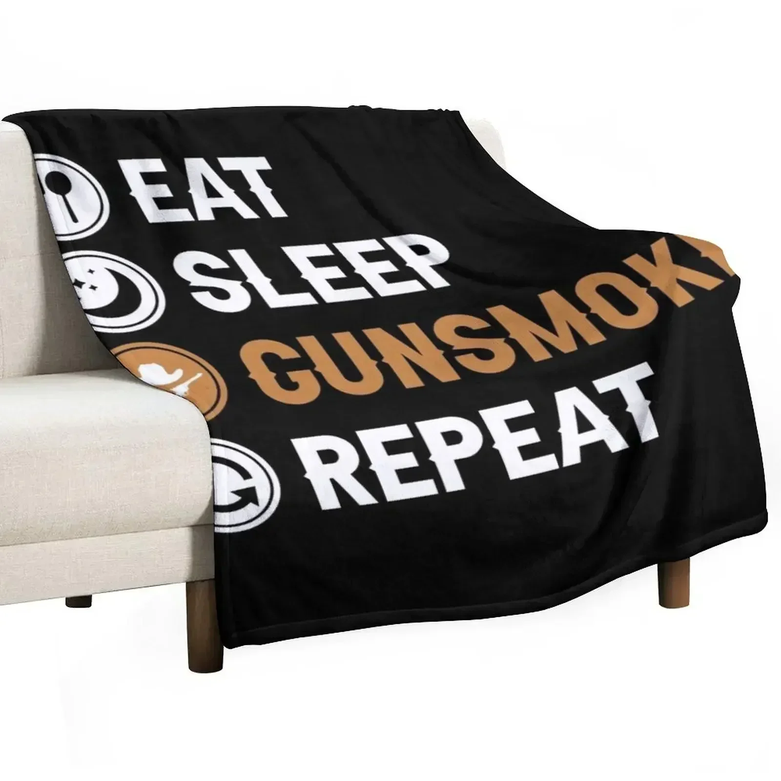 

Eat Sleep Gunsmoke Repeat Throw Blanket sofa bed Flannel Decorative Sofas Decorative Beds Blankets