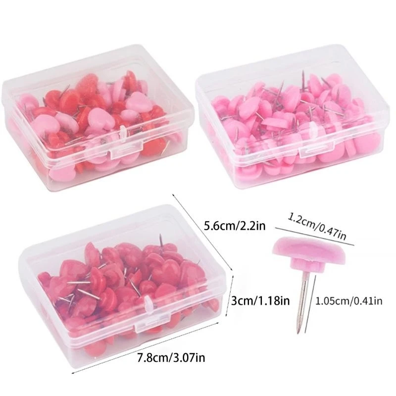 Heart Pushpins Colorful Push Pin Map Pins for Schol Office Bulletin Board