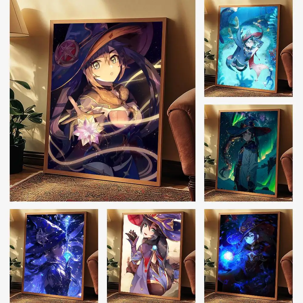 ملصق G-Genshin Impact Mona عالي الدقة على الحائط اللاصق المقاوم للماء وغرفة المعيشة المنزلية وغرفة النوم والديكور الجمالي