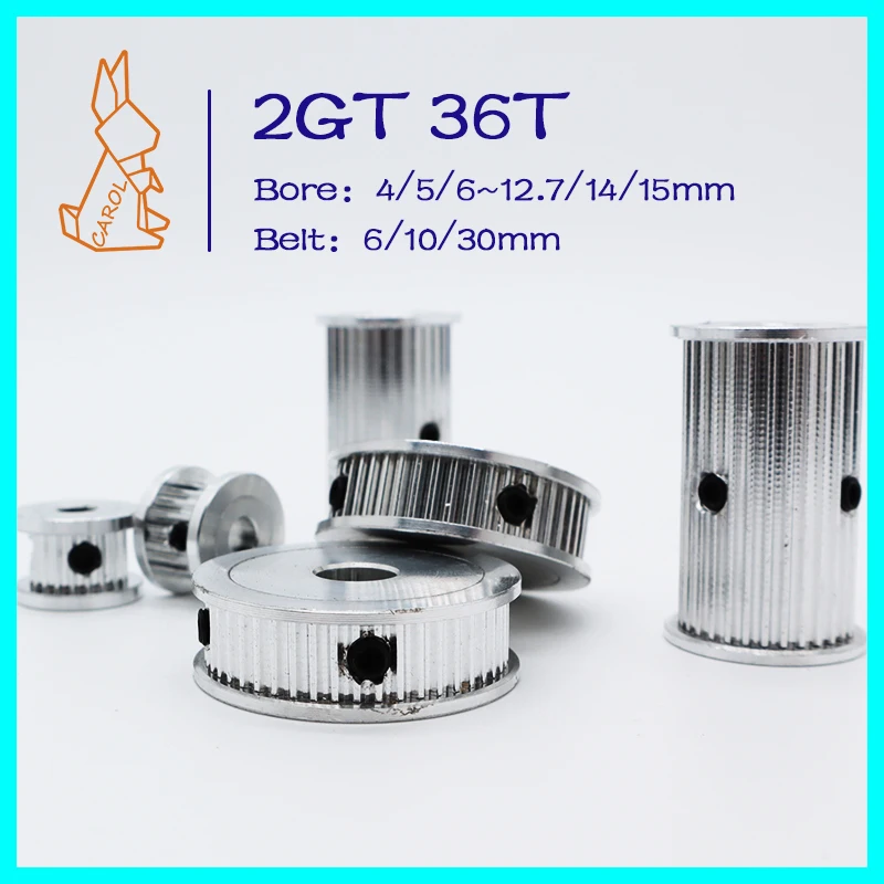 36Teeth 2GT Idler Timing Tensioning Pulley Bore 4/5/6~12/14/15mm Belt Width 6/10/30mm 3D Printer GT2 36T Synchronous Wheel Idler