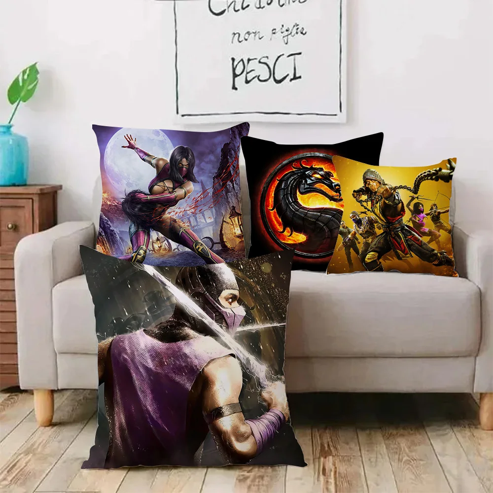 M-Mortal Kombat Pillow Covers Cartoon Sofa Decorative Home Double-sided Printing Short Plush Cute Cushion Cover