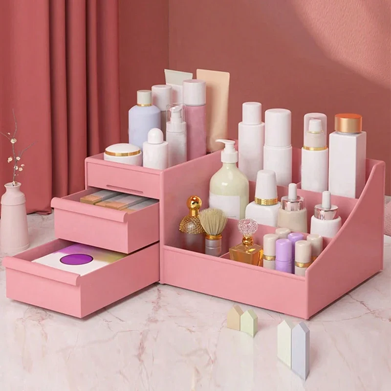 Grande Capacidade Cosmetic Storage Box, maquiagem gaveta, organizador de jóias, unha polonês Container, mesa Diversos