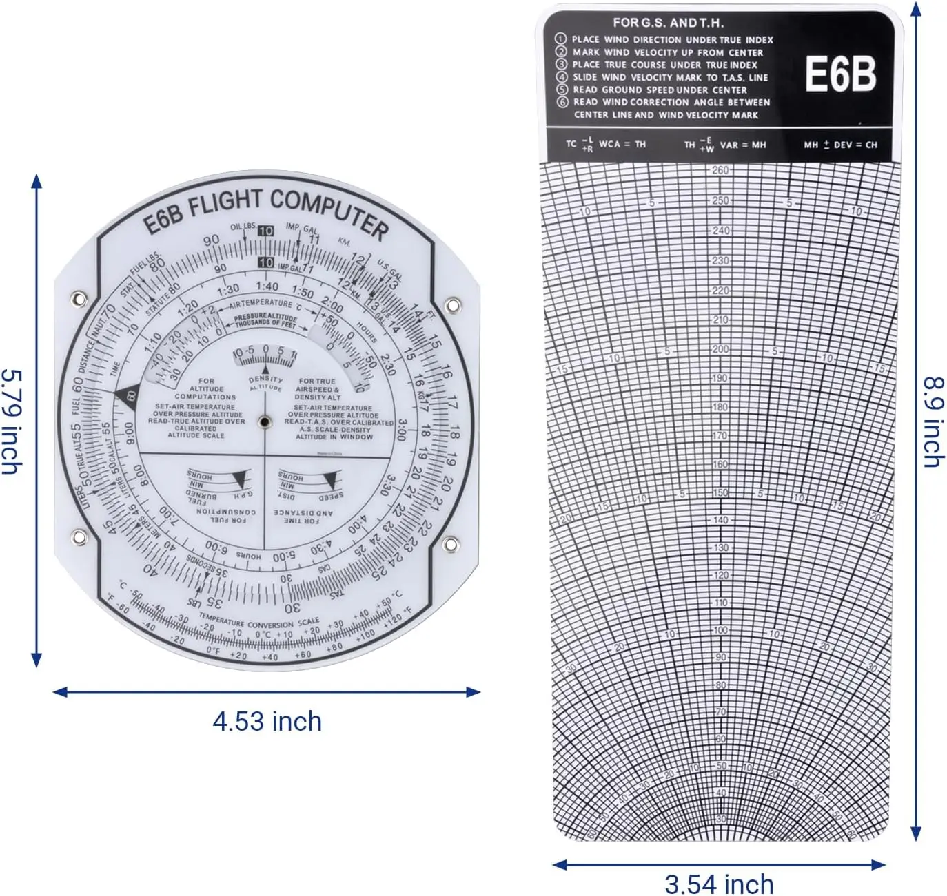 Plotter de Aviación Medarchitect E6B, Computadora de Vuelo para Pilotos, Regla de Aviación Compatible con Paquete para Estudiantes de Aviación, Cartas IFR/VFR