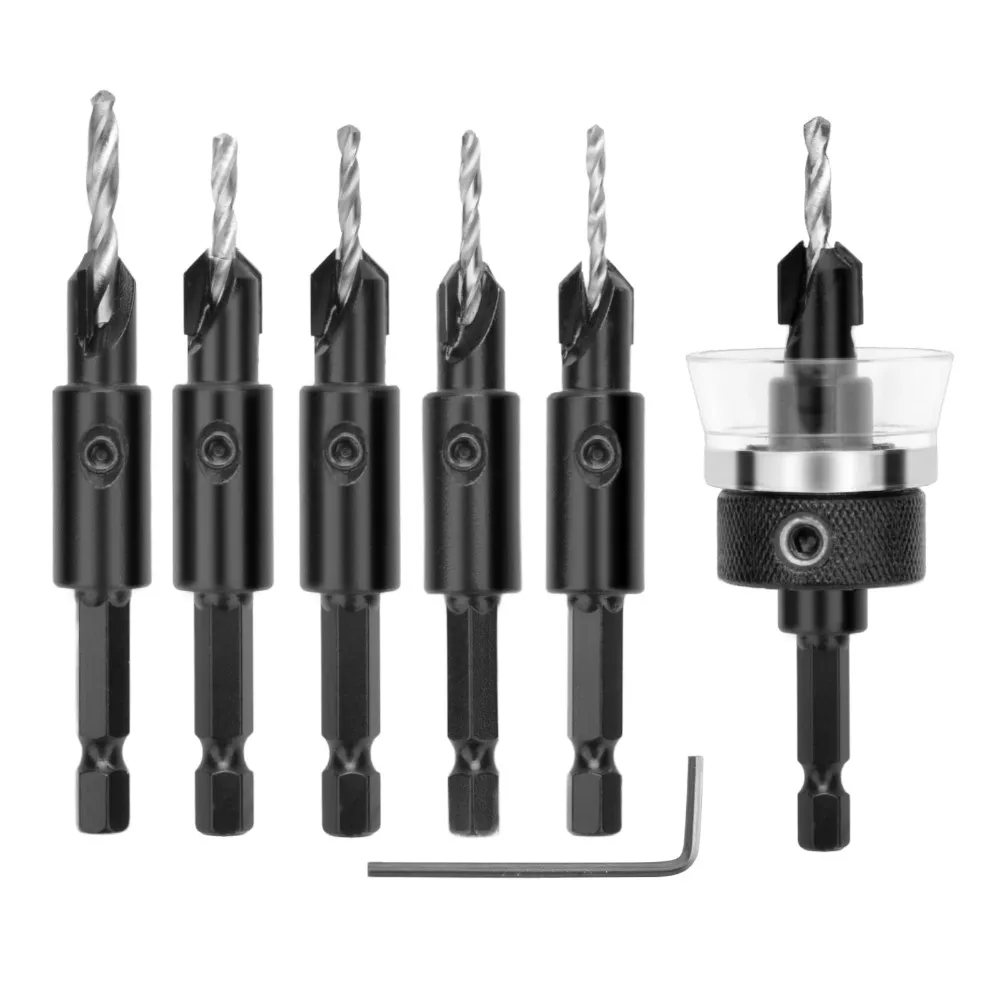 

1Set Equipped With Bearing Limit Countersunk Hole Drill Non Damaging Paint Salad Drill Countersunk Screw Taper Hole Drill Bit