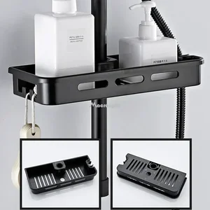 Organizador de la rejilla de almacenamiento de ducha de baño sin tope de elevación de la varilla de elevación Soportes de ducha de ducha Gel Gel Bandeja Bandeja Poste de los postes 8 mejores caddies de baño de ventas - №7