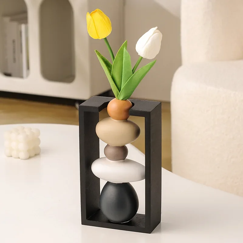 Stone to run, stone ceramic vase ornament, light luxury, high-end living room TV cabinet, entrance entrance, senior decoration