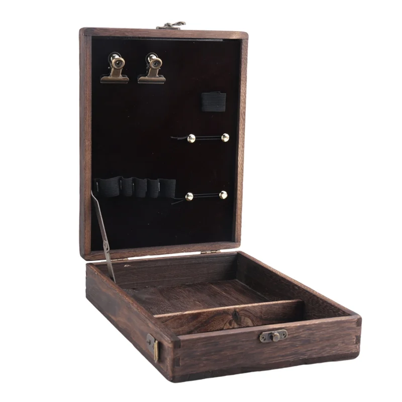 VO-Writers Messenger Wood Box A5 حقيبة كتف خشبية ذات اتجاه ريترو حقيبة خارجية صندوق لوازم فنية