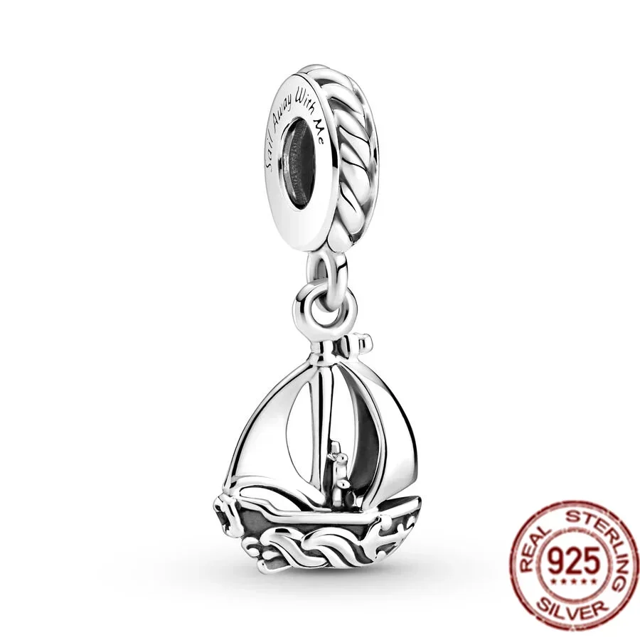 Original 925 Sterling Silver Sparkling Cross Pendant & Paris Eiffel Tower Dangle Charm Jewelry Beads for Pandora Bangle Bracelet