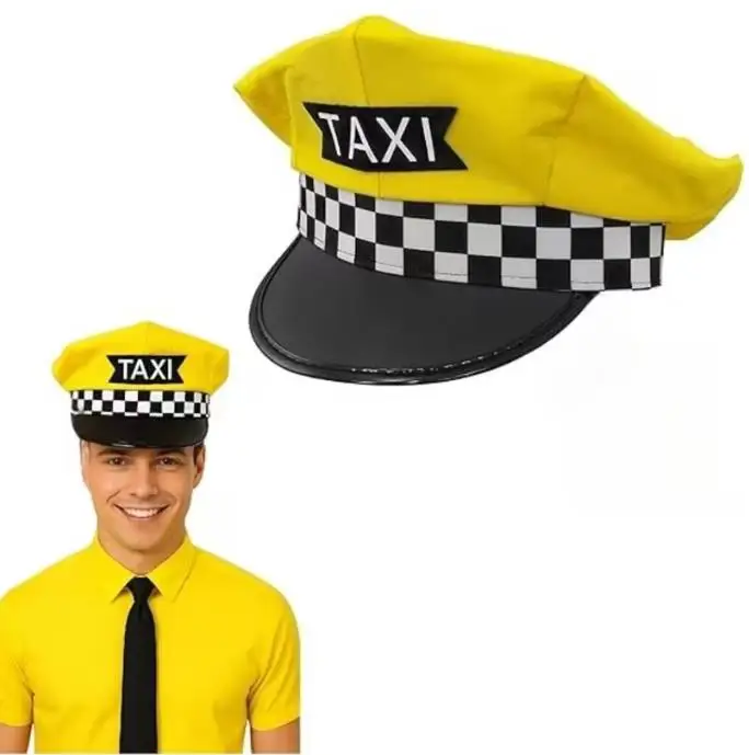 Halloween Carnival Embroidered Taxi Driver Big Eaves Hat for Role Playing Party Adult Costume Accessory