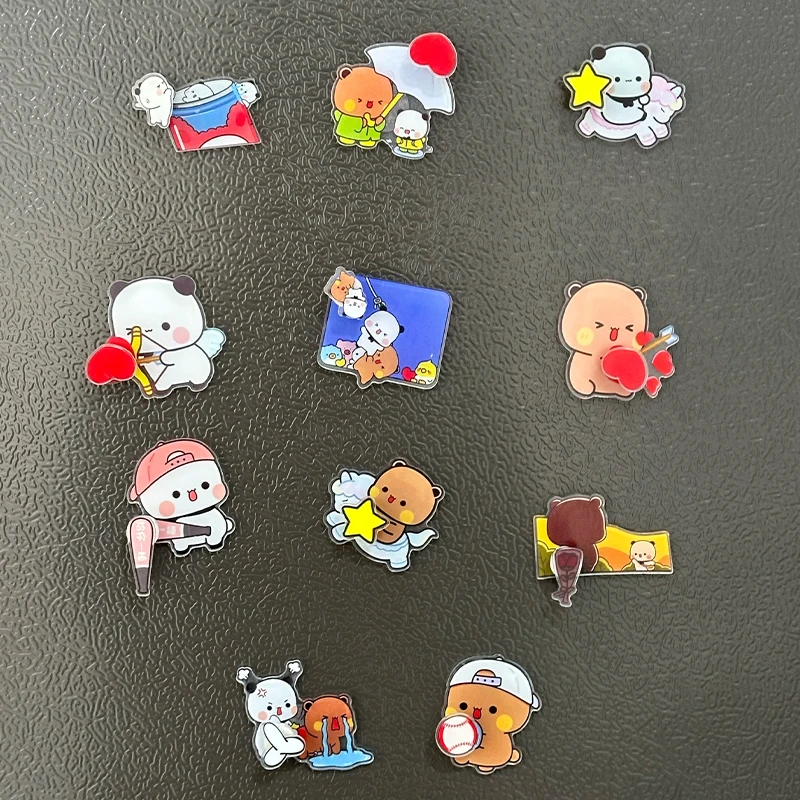 11 Pcs Panda Bubu And Yier Rotate Refrigerator Magnet Panda Bubu And Dudu Acrylic Refrigerator Sticker Decoration Gift