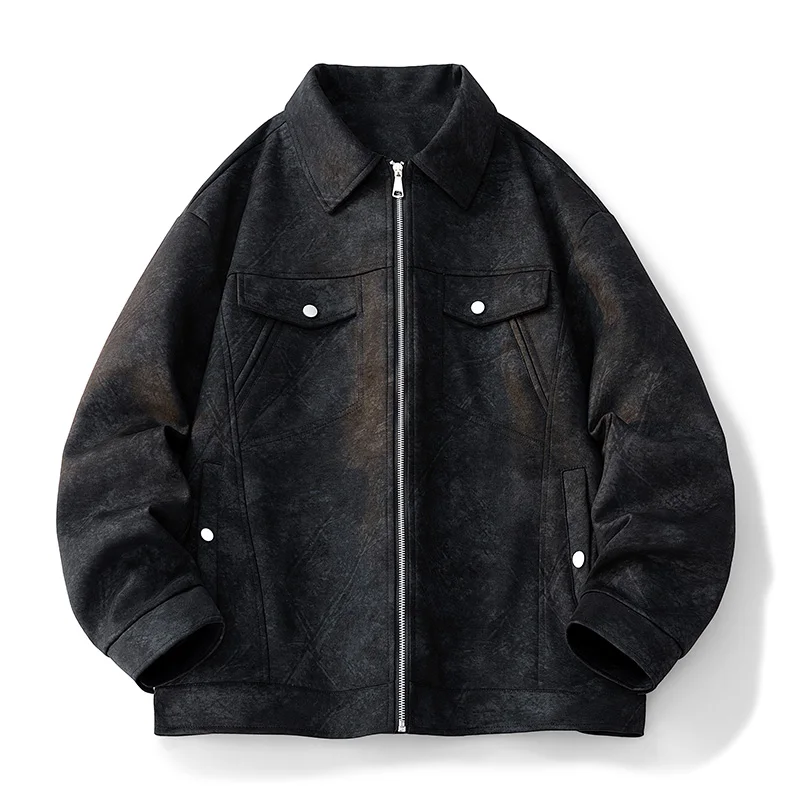 

New Men'S Autumn Winter Korean Edition Handsome Casual Versatile Jacket Youth Collar Fashion Trend Loose Jacket L-9Xl Size