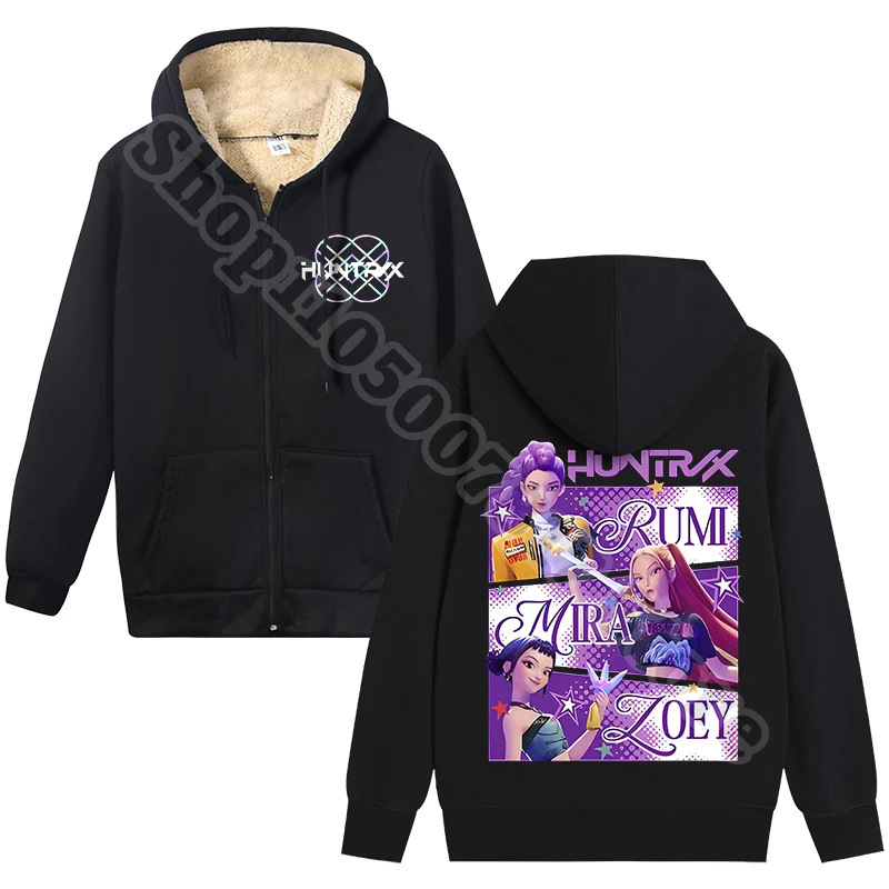 KPop شيطان الصيادين الكبار الصوف مقنعين سترة المرأة انغلق هوديس شتاء دافئ سترة أنيمي ملابس كاجوال معطف هدايا 2025 #1