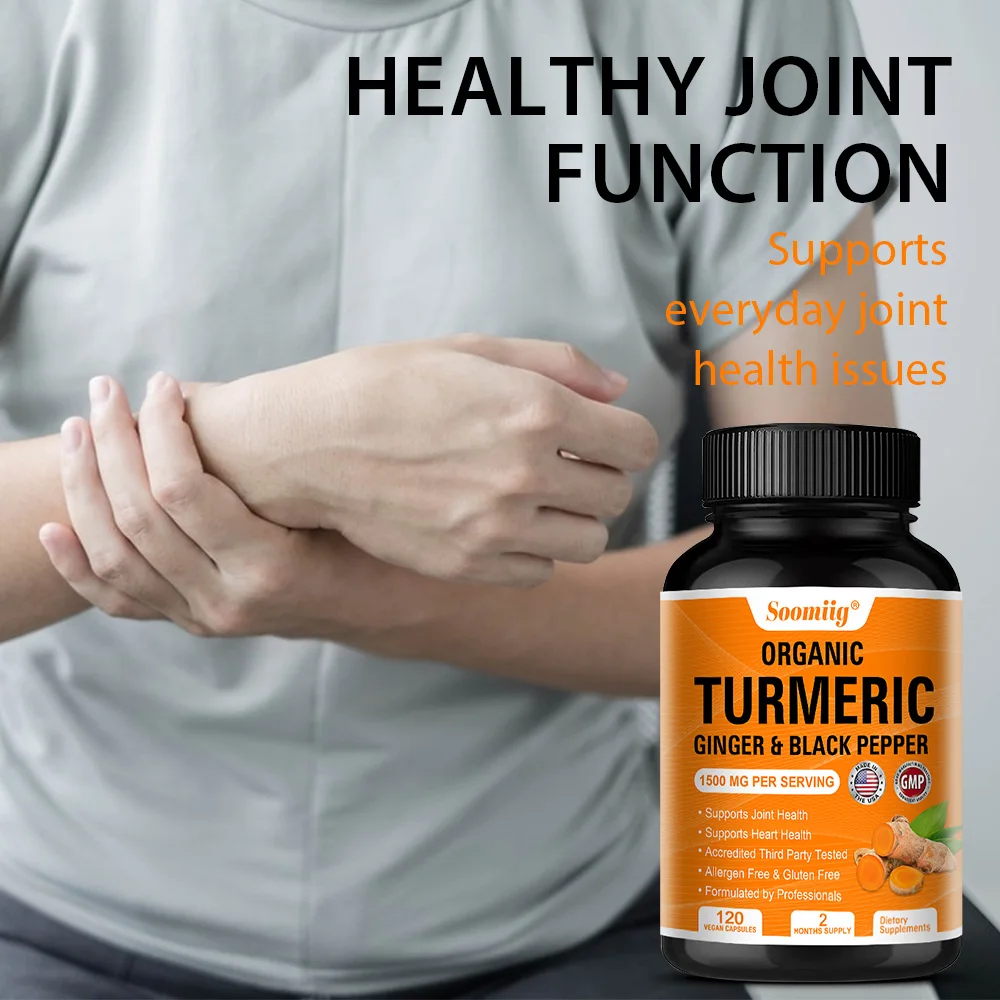 

Куркумин и черный перец, 95% куркуминовидных фитонутриентов, высокая концентрация - натуральная добавка для суставов, веганская, без ГМО, без глютена