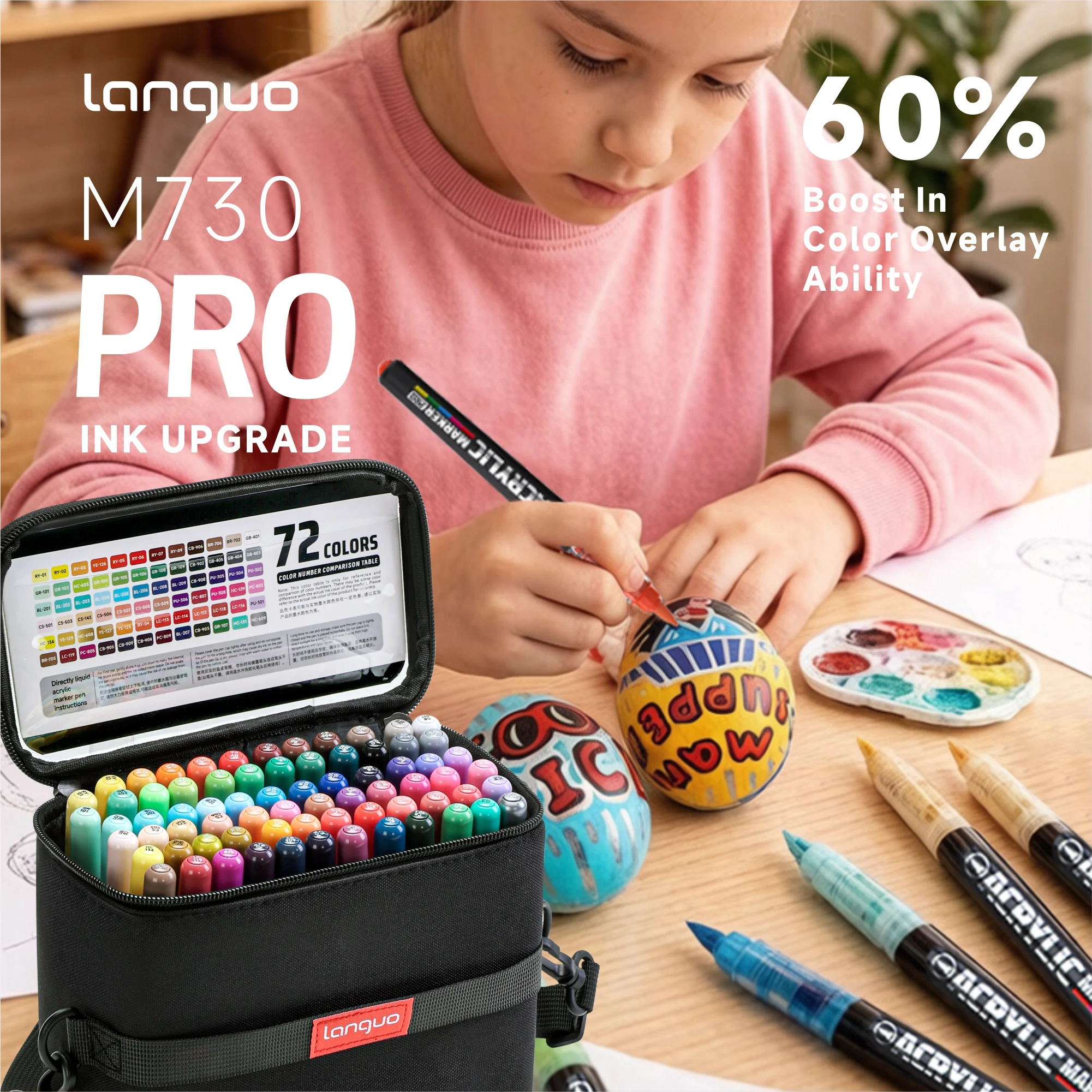 

Languo Soft Brush Acrylic Marker Pen with Storage Box Direct Liquid Paint Art Marker Pen Student DIY Graffiti Acrylic Paint Pens