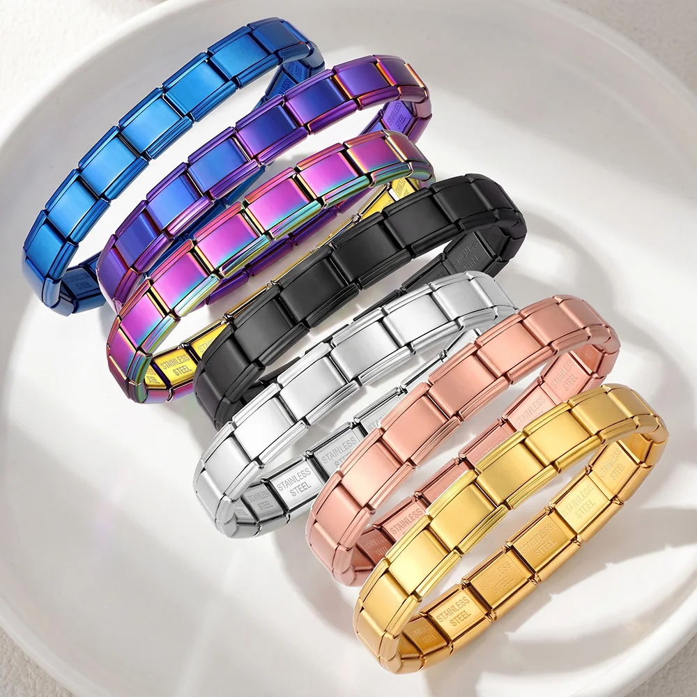Trendige Edelstahl 9mm Italienische Charm-Gliederarmbänder für Männer und Frauen, Mode-Accessoire, Geschenke, Schmuck, Großhandel – Detail 4