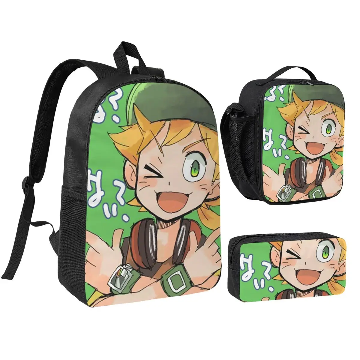 

Anime Digimon Matt Backpack Student Boys Girls BookBag School Bag Computer Shoulder Bags 3ps Insulated Lunch Bag Pencil Case