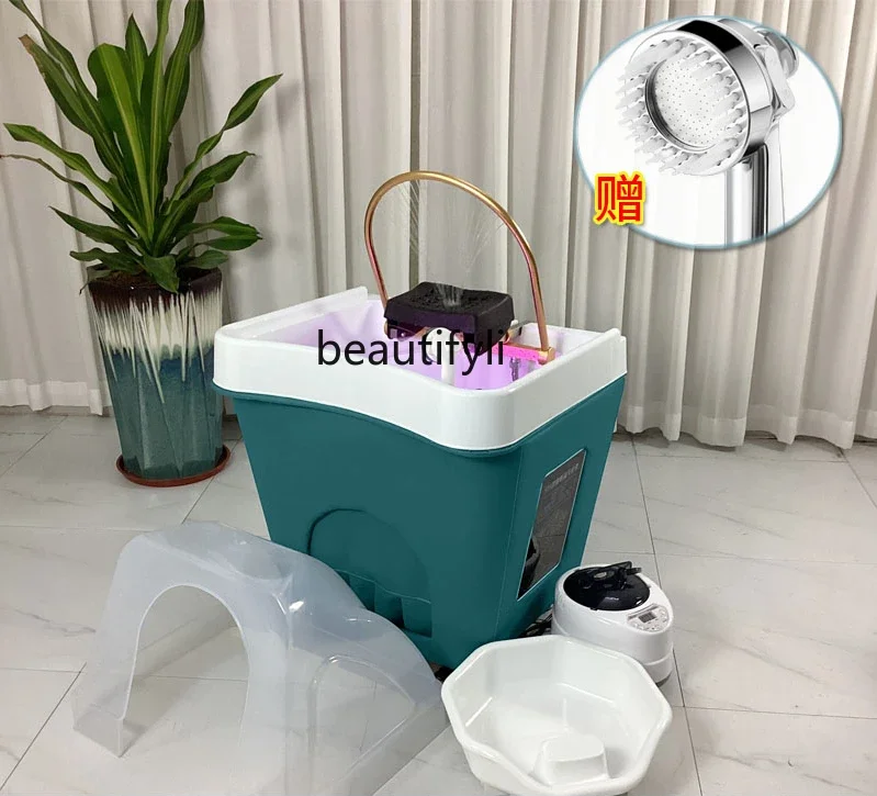 Movable Shampoo Basin Head Therapy Machine Supporting Massage Couch Facial Bed Fumigation Water Circulation Shampoo Machine