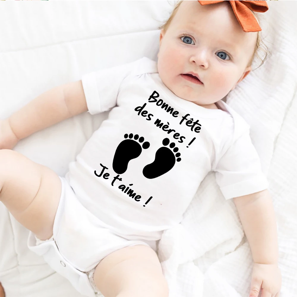 Happy Mother Day I Love You Print Baby Bodysuit Boy Girl Jumpsuit Mother's Day Party Infant Outfit Toddler Short Sleeve Clothes