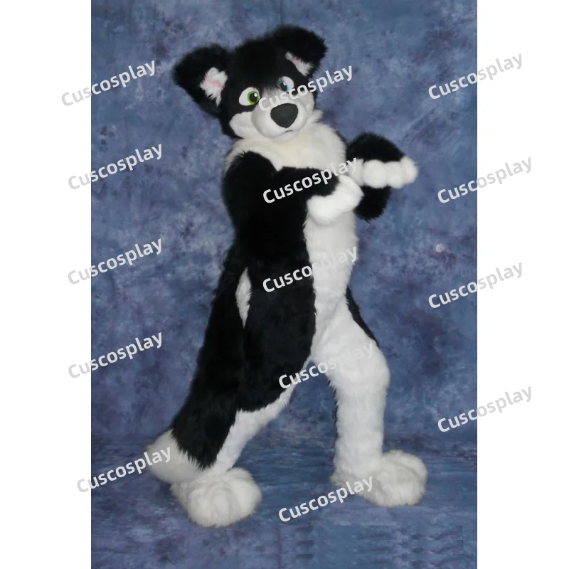 

Long Fur Furry Husky Dog Fox Fursuit Mascot Fancy Party Dress Halloween Costumes Adult Size