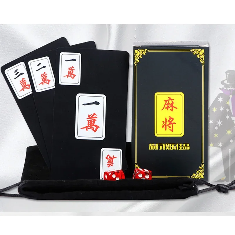 148 PCS PVC Frosted Plastic Cards Mahjong Cards Board Game Waterproof Travel Mahjong Dice/Bag