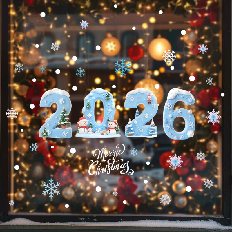 Macaron Color Series New Christmas Static Cling Home Decoration Glass Window Sticker Self-Adhesive Removable