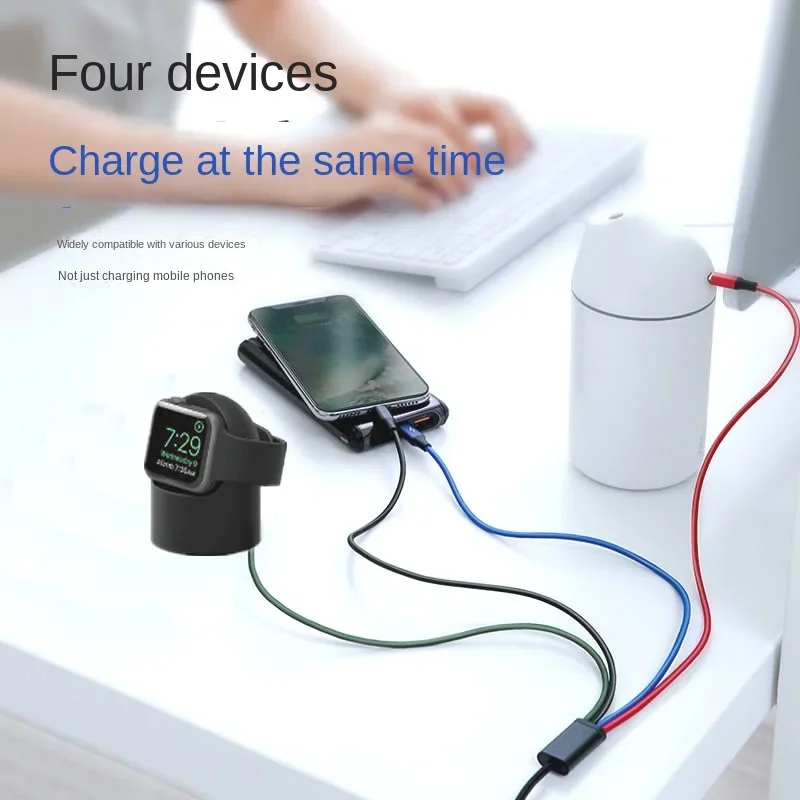 30cm 또는 120cm 4 in 1 시계 전화 USB 멀티 충전 케이블 Type-C 마이크로 USB for IPhone/Android for iWatch 9 8 Ultra 7 6 SE 5 4