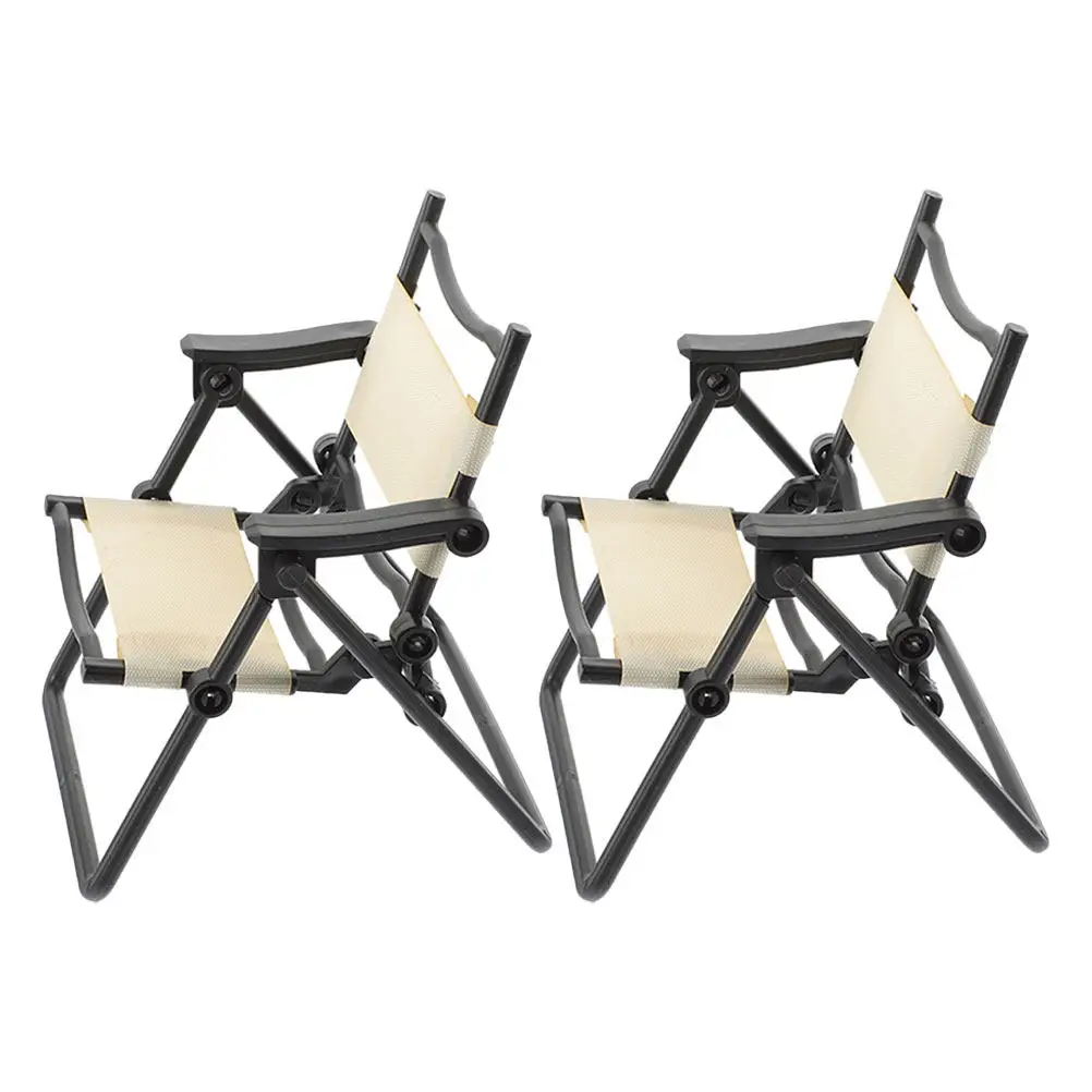 

2 шт. миниатюрные складные пляжные стулья из АБС-пластика, реалистичные миниатюрные стулья для кукольного домика, мини-украшение, декор для микроландшафта