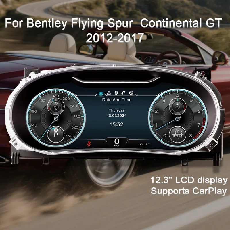Digital Instrument Cluster For Bentley Flying Spur Continental GT 2012-2017 Speedometer,Dashboard,12.3 Inch Full LCD CarPlay