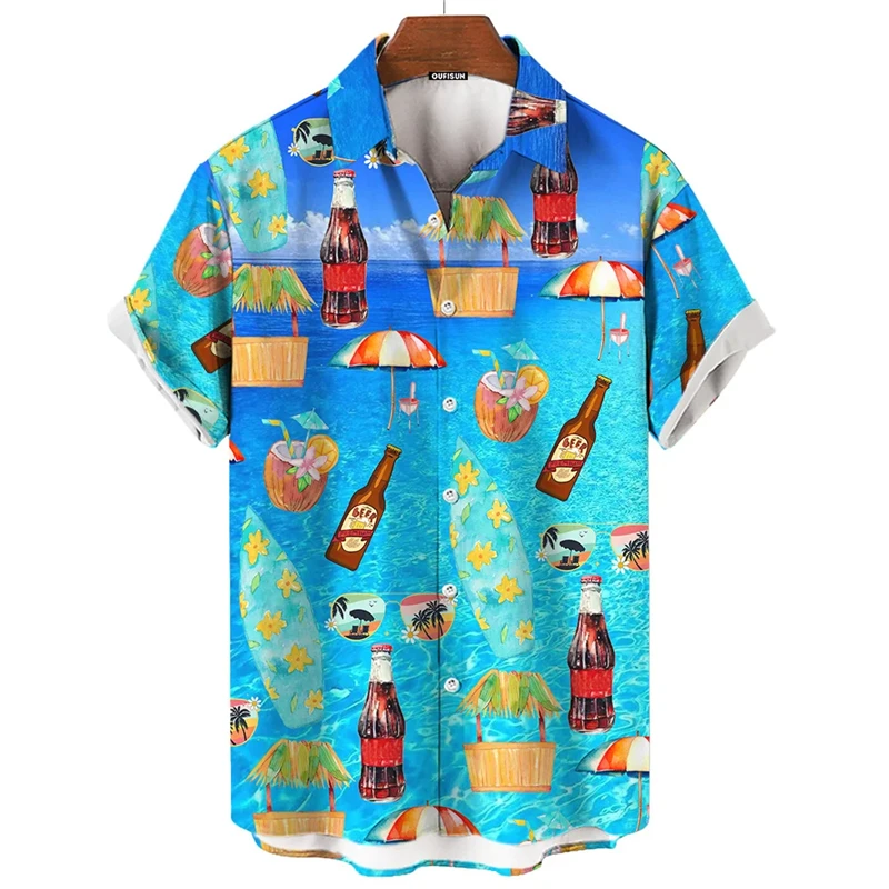 Camisa havaiana de manga curta masculina e feminina, padrão engraçado, roupas de praia, blusa de lapela vocacional, moda impressa 3D