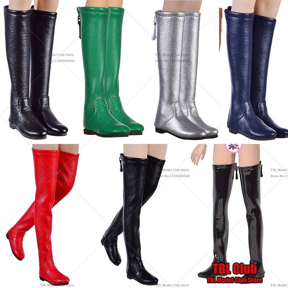 1/6 Leather Flat Boots Over Knee Long Round Toe Boot Fashion Footwear 2B Sister Shoes for 12in Tbl PH UD Verycool Action Figure