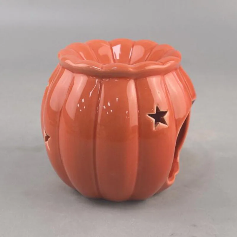 Porcelain Pumpkin Essential Oil Furnance Halloween Decor Hollow Star Pattern Aromatherapy Burner Indoor Fragrance Censer