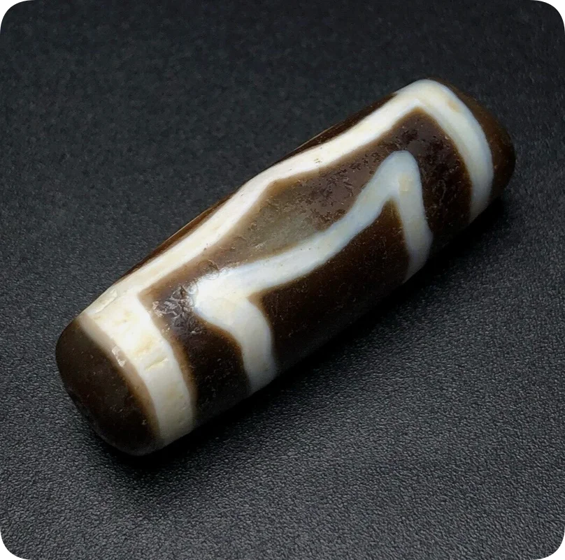 Unique Tibetan Old Agate Dzi 2 Eyes Bead Pendant 34mm G0824