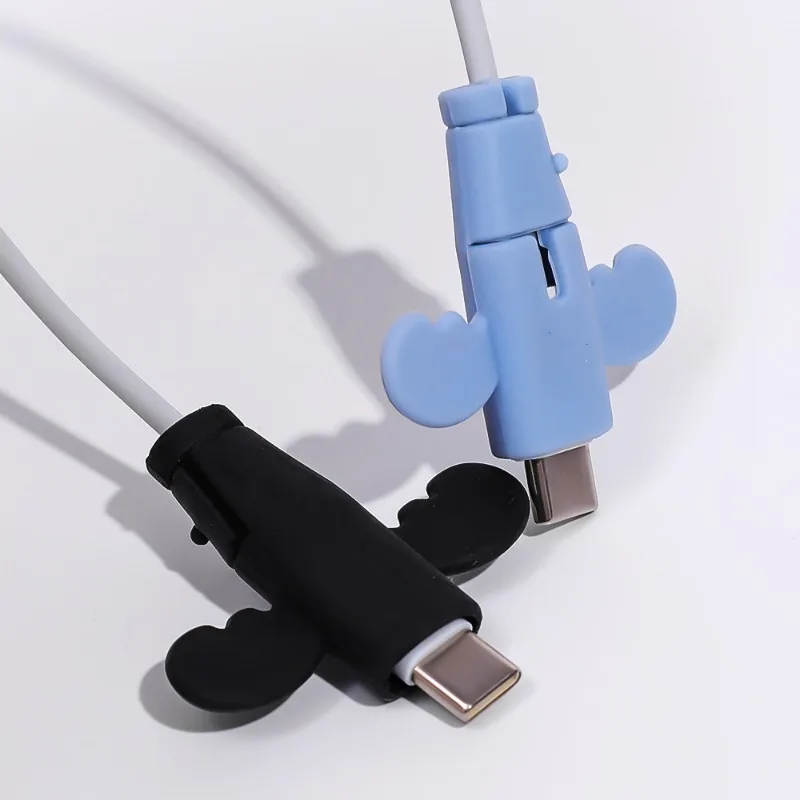 Cute Angel Wing Cable Protector Universal Silicone Data Cable Winder Wire Cord Organizer Cover for Iphone USB Charger Cable Cord