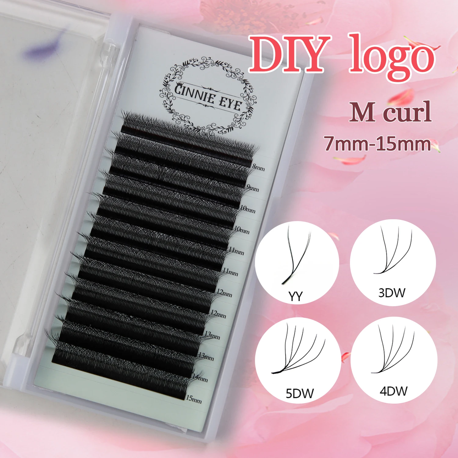 Neue 5DW M Curl Wimpernverlängerungen 4DW 2D YY Vorgefertigte Volumenfächer 7mm 3DW LU/L Individuelle Wimpernbündel Cilios 5W Naturhaar