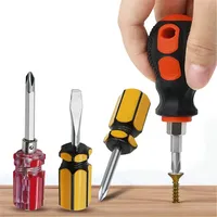 2pcs Screwdriver Slotted/Phillips/2-use Head without/with Magnetic Short Comfortable Handle Red Yellow Portable Manual Tool Mini