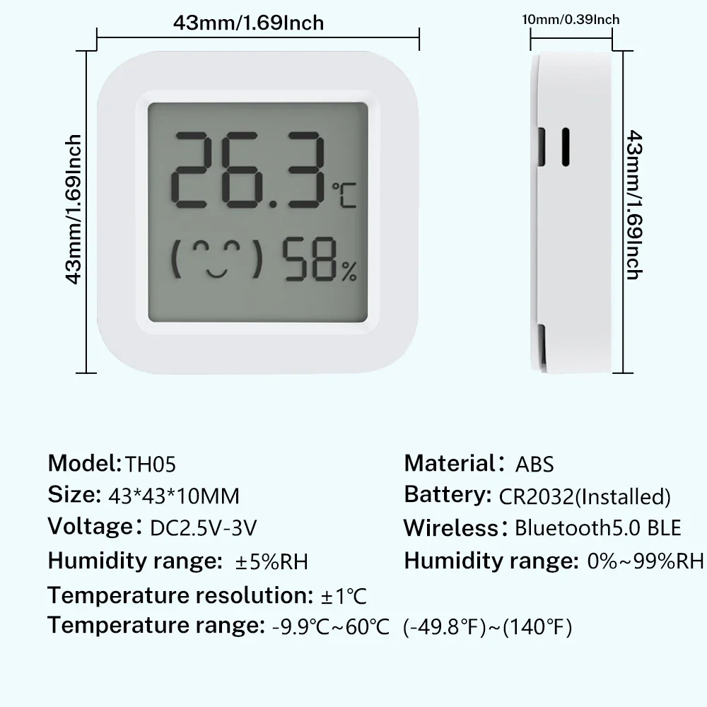 Tuya Mini LCD Bildschirm Bluetooth APP Fernbedienung Smart Temperatur Feuchtigkeit Sensor Monitor für Hause Umgebung