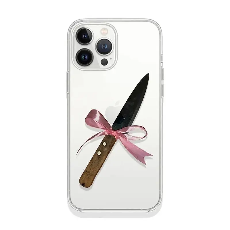 Korean Bow Fruit Knife Mobile Phone Case for IPhone 15 14 11 12 13 Pro Max Simple and Interesting Mobile for IPhone XR XS MAX