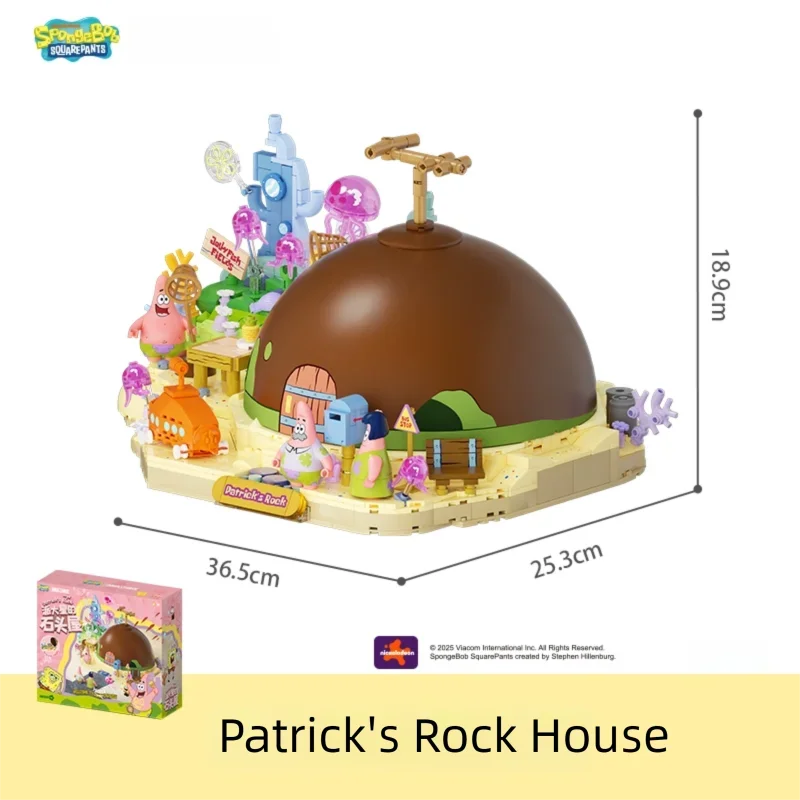 SpongeBob SquarePants Serie Bouwstenen Patrick Star Rock House Cartoon Model Bricks Desktop Ornamenten Kid Speelgoed Vakantiecadeau