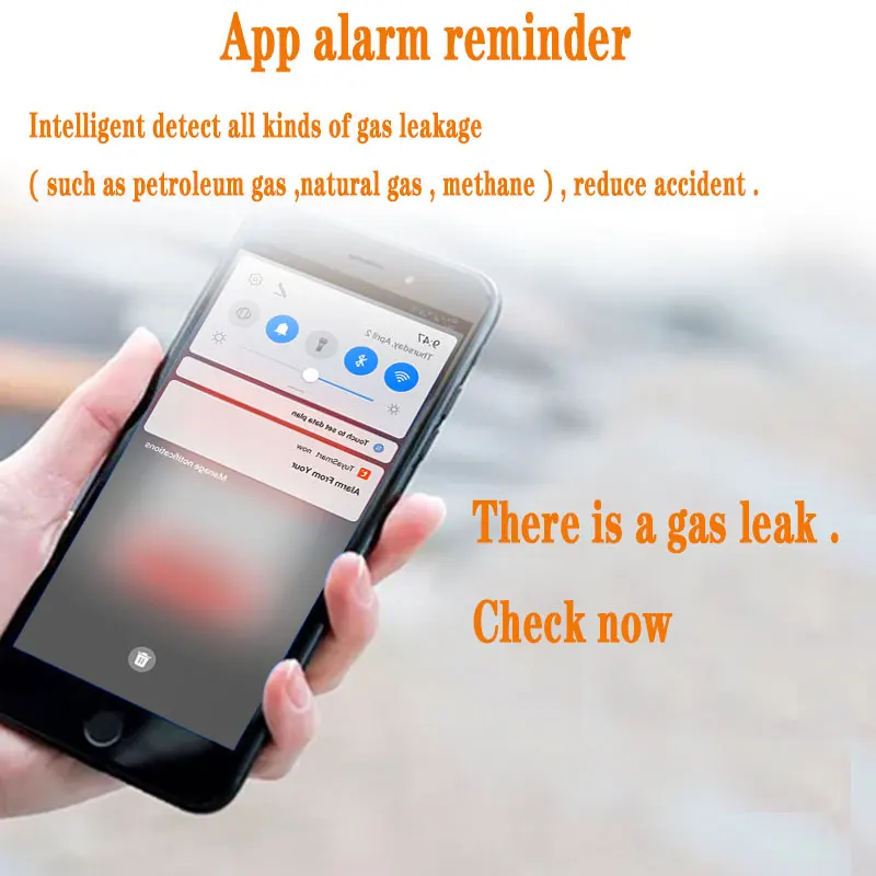 Alarm Detektor Gas Dapur Koneksi WiFi Tuya Kontrol Aplikasi Alarm Pesan Tekan Live Buzzer Sirene Layar Warna Sensor Gas Keamanan