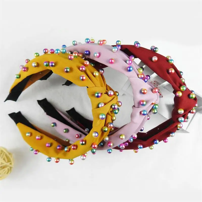 2023 New Simple Trend Pearl Headband Girls' Daily Wear Of Solid Color Hairband Headwear