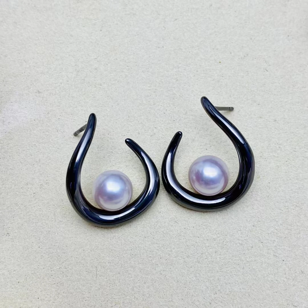 Wholesale 925 Sterling Silver Earrings Mount Findings Settings Base Mounting Parts Accessory for 7-8mm Pearls