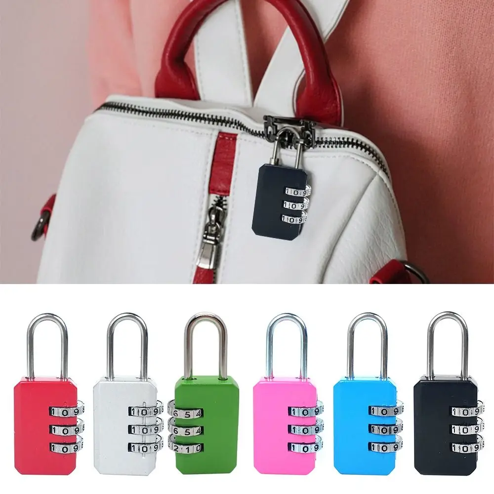 Mini Combination Lock Travel Dormitory Cabinet  Lock Backpack Zipper Lock Luggage Padlock 3 Digit Password Lock