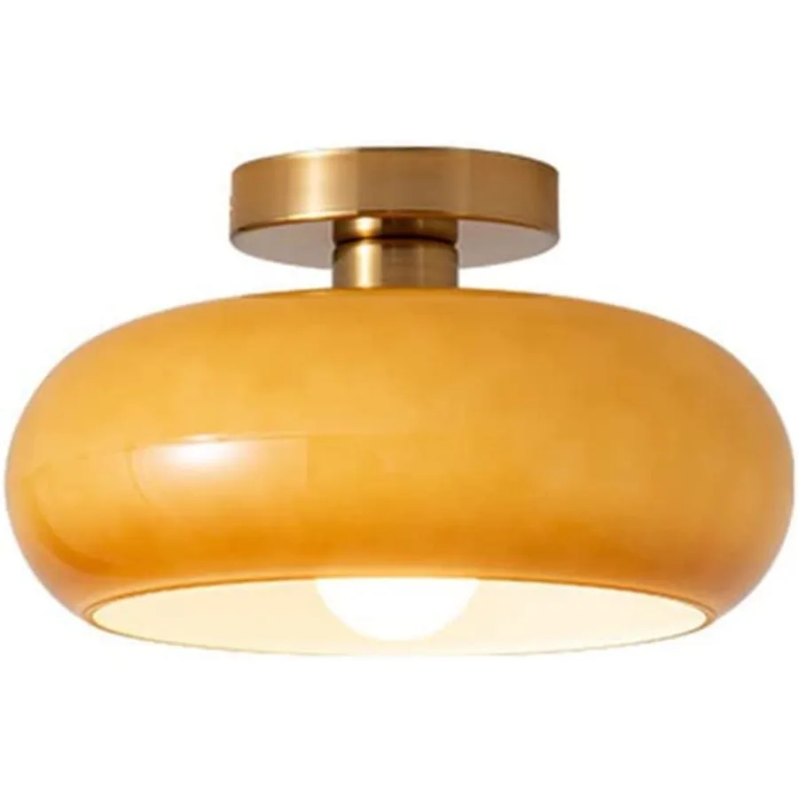

Nordic Vintage Ceiling Light Fixture Denmark Mid Century Modern Nostalgia Semi Flush Mount Ceiling Light with Glass Shade for R