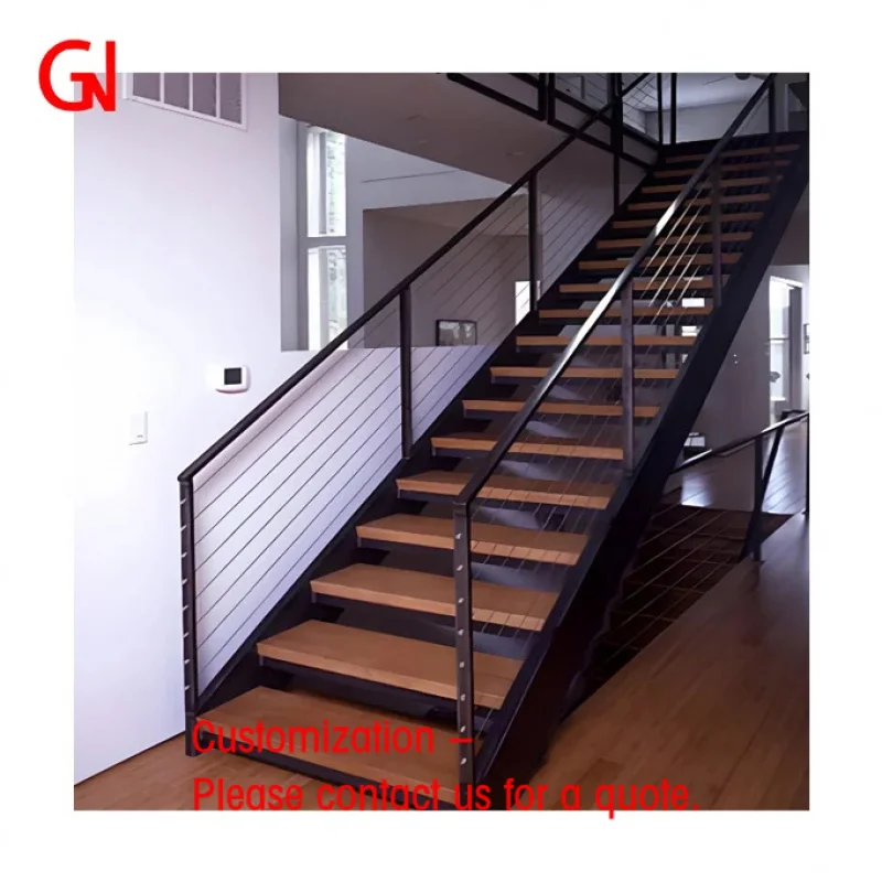 custom.Custom Size Indoor Residential Steel Stairs Built-Up Straight Ladder Duplex Platform Iron Material Easy Installation